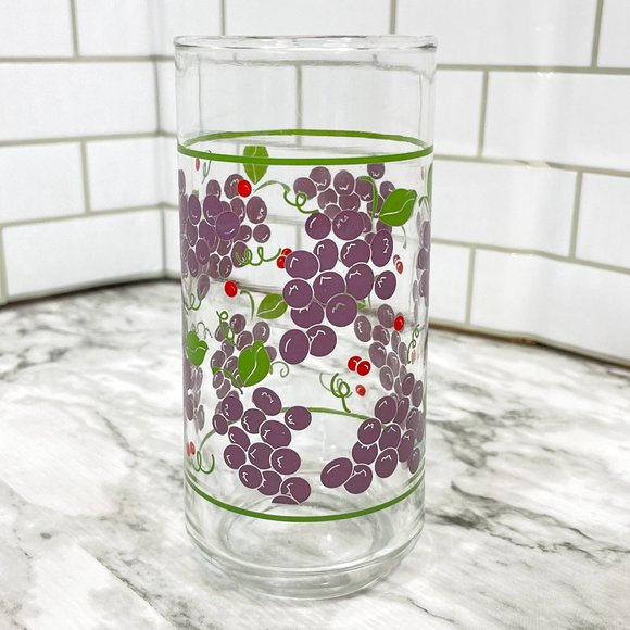 Crisa Grape Vine Pattern Drinking Glasses Tumbler Set of 4 Vintage - Picture 3 of 6